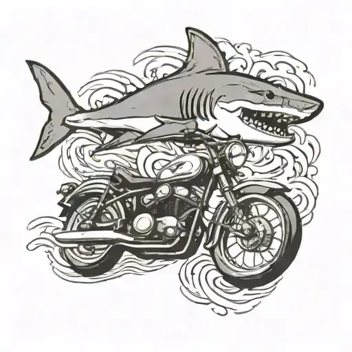 Shark Swimming Next To Motorcycle