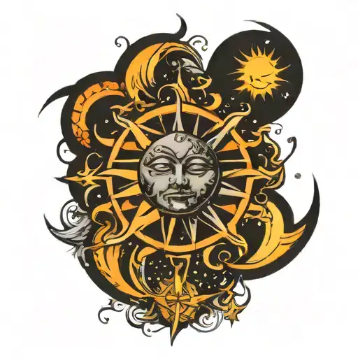 Sun Moon Stars Forming The Shape