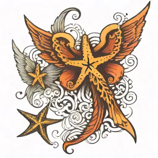 Starfish And Angel Wings Made