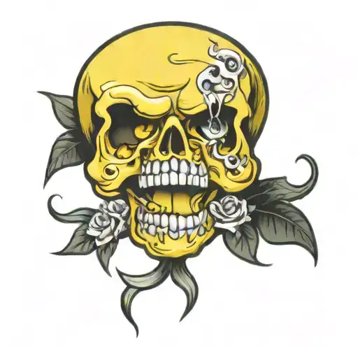 Yellow Smiley Half Skull