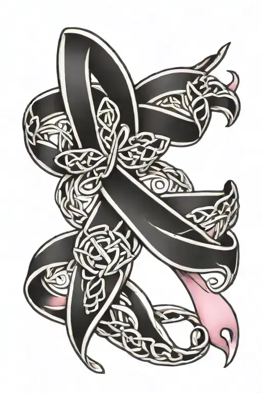 Breast Cancer Ribbon With Celtic Trinity Knots