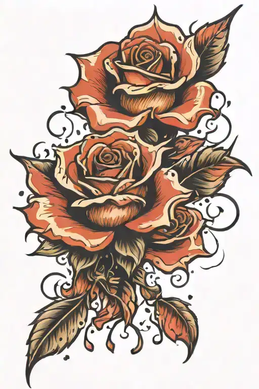 Rose On Fire With Petals Falling Off