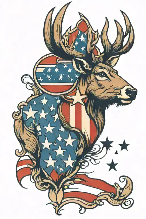 Cross American Flag Deer Chicago Bears