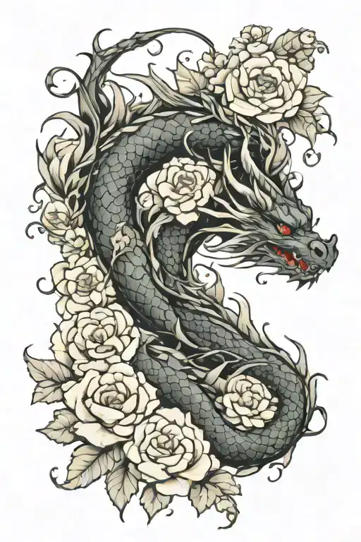 Dragon And Flowers