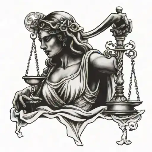 Lady Justice Black And White Drawing