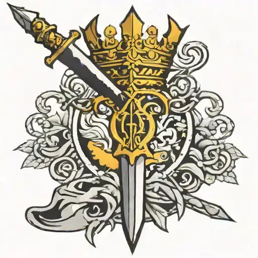 Excalibur Sword Through A Crown