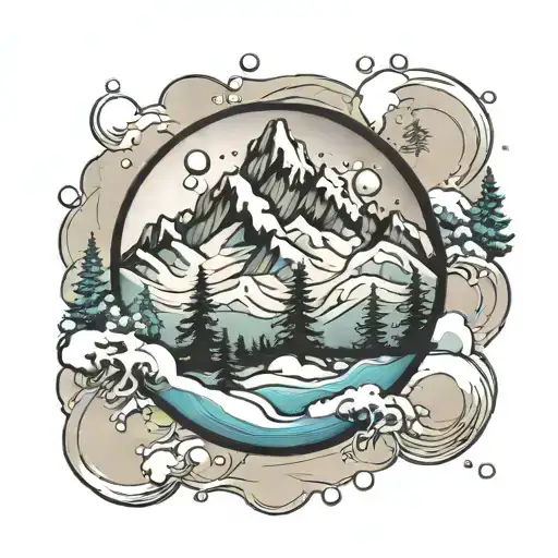 Mountain With Snow In Bubble