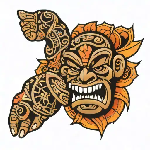 Polynesian Tiki Cartoon Arm With One Hand