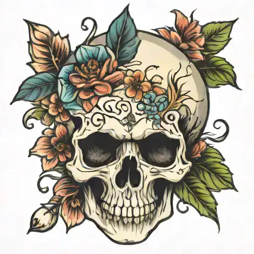 Skull And Flowers
