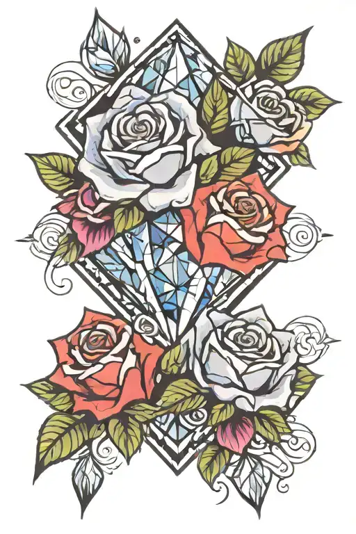 Diamond And Roses Very Colorful