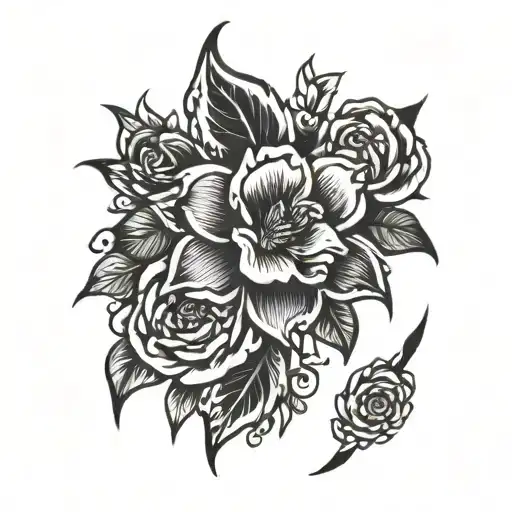 Flash Sheet Floral Tattoos Stencil
