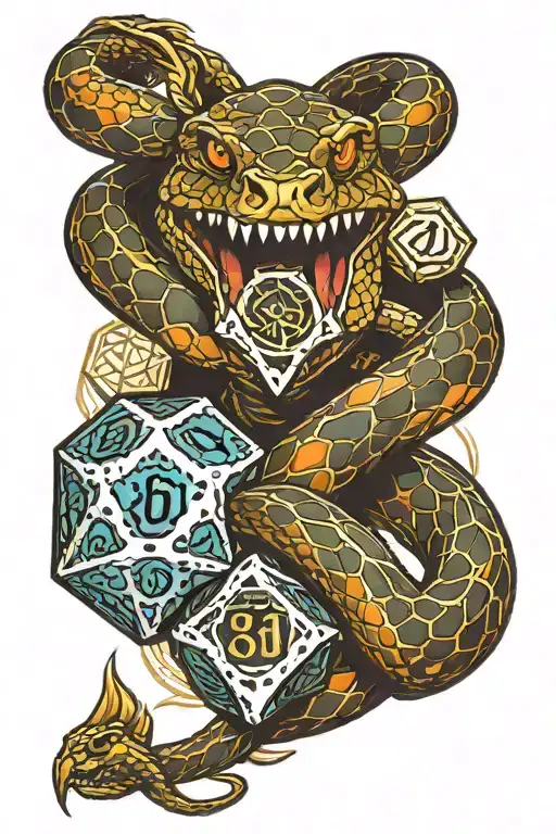 Snake Protecting D20 Dice