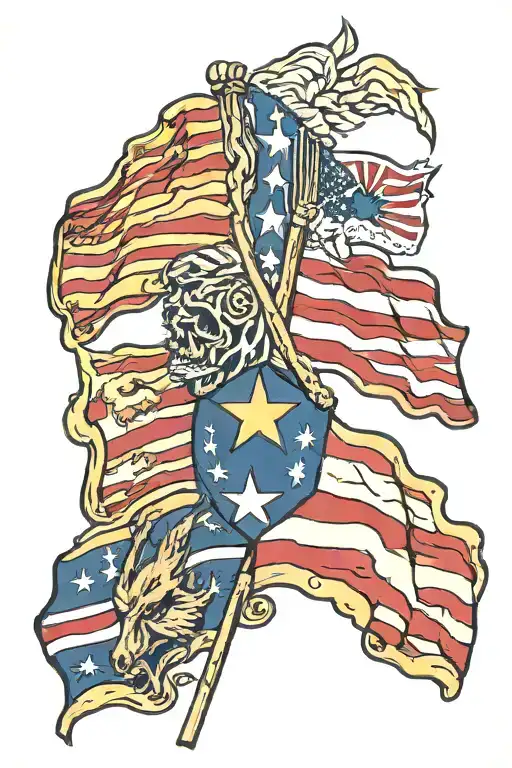 Arizona Flag And American Flag