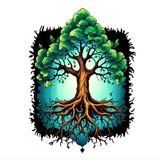 Tree With Roots Colors Of Day Of The Dead