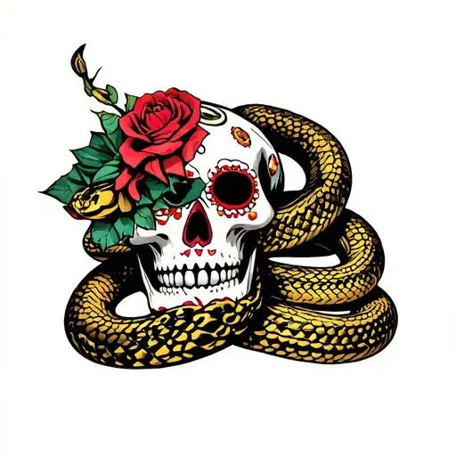 Day Of The Dead Skull With Snake