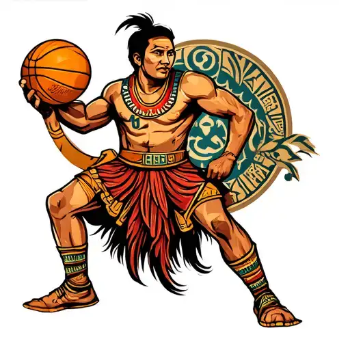 Filipino Tribal Warrior Holding Basketball