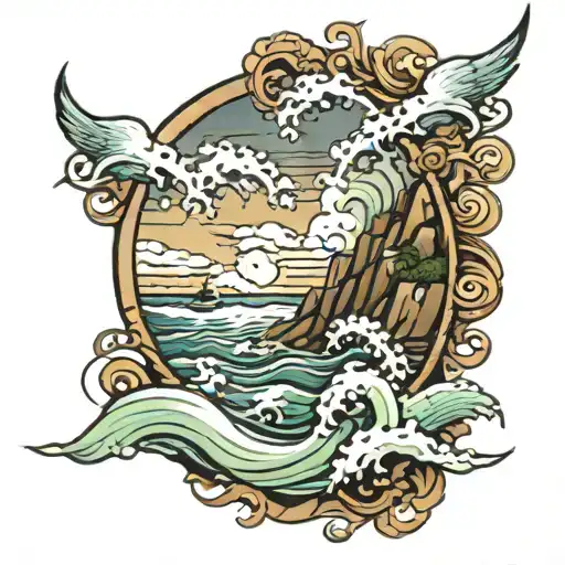 Twin Rock In The Surf