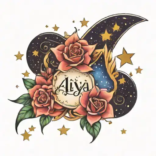 Name Alya With Galaxy And Stars