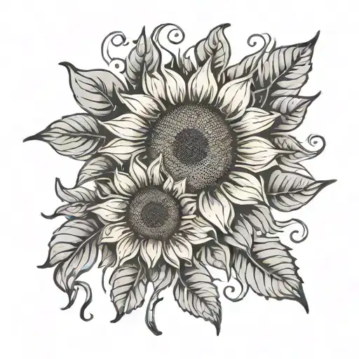 Sunflower Intertwined With Simon In Center