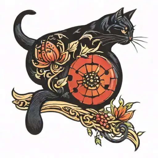 Black Cat Side Profile With Ladybug On Nose