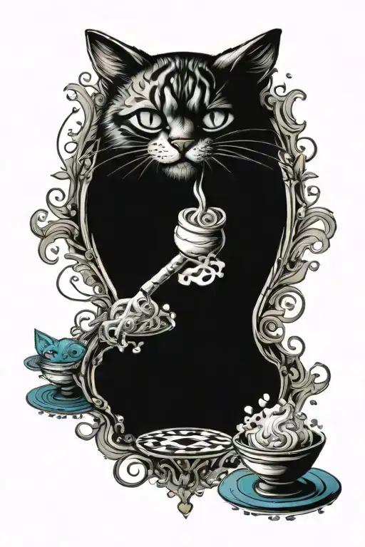 Mandala Being Washed Away By The Sea Of Tears In Alice In Wonderland With The Cheshire Cat