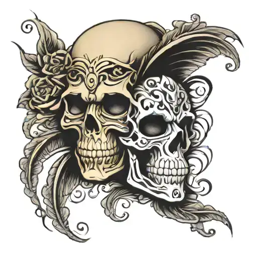 Skull Behind Theatrical Mask