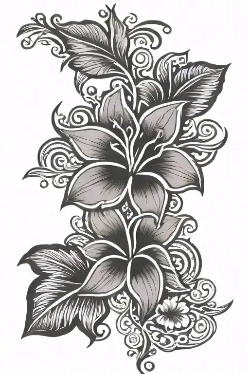 Negative Space Floral Hawaiian Polynesian Tribal