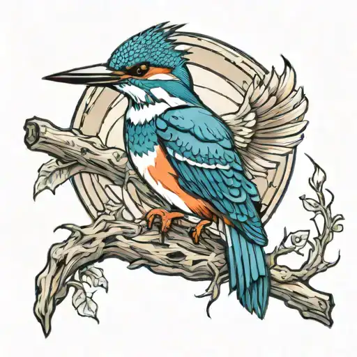 Kingfisher Perched On A Gone Fishing Sign