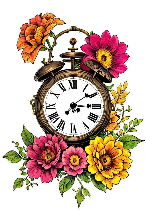Clock Birthday Flowers