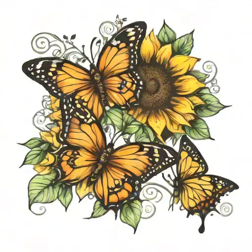 Butterflies Sunflower Vine