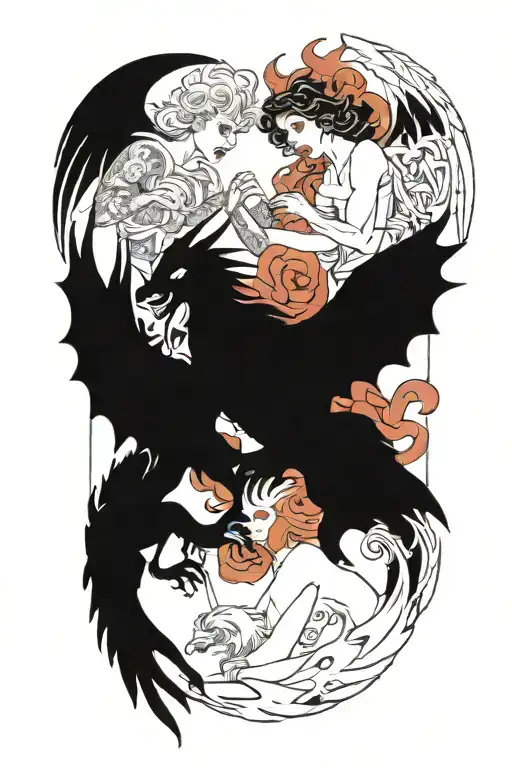 Demons And Angels Fighting