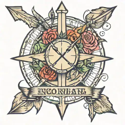 3 Matching Siblings Tattoos With An Arrow With A Date In The Middle