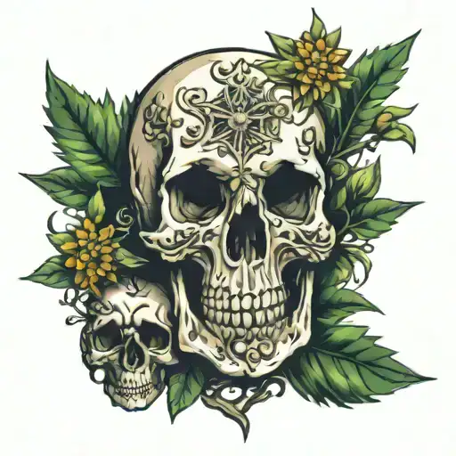 Edelweiss And Tree And Skull