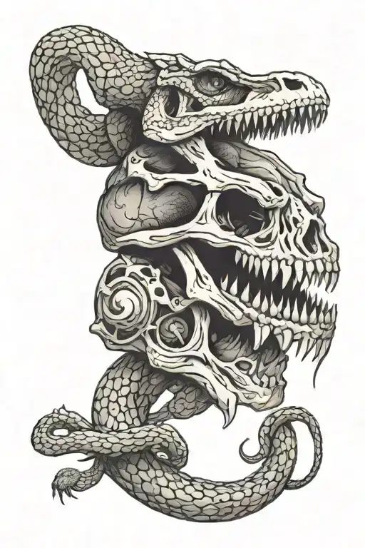 Dinosaur Skull And Snake