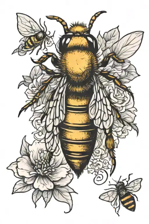 Honey Bee Hand Tattoo For Men