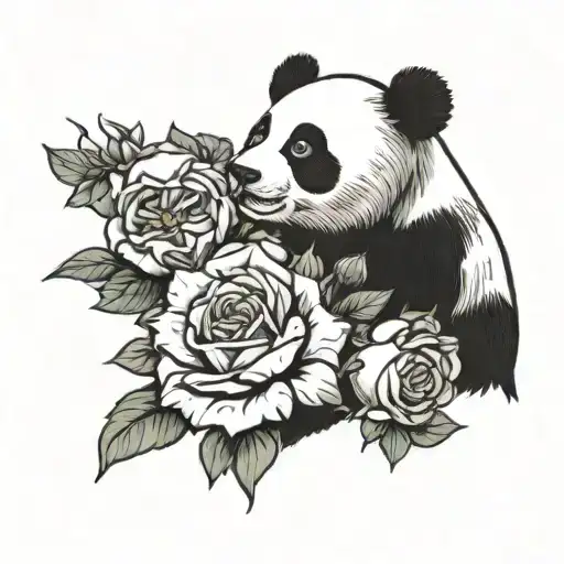 Panda And Roses