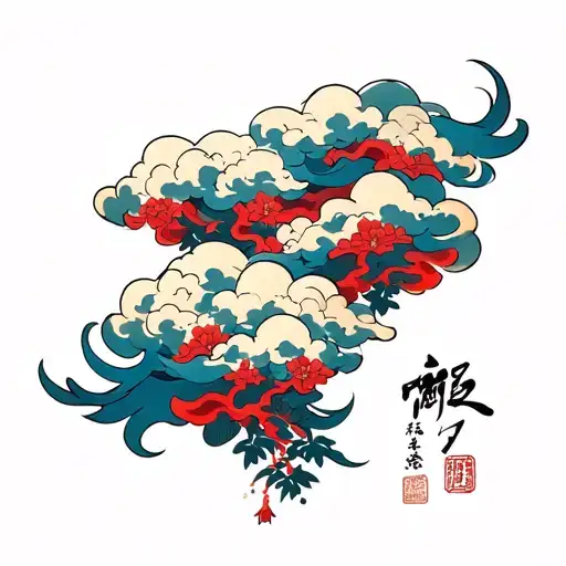 Japanese Cloud Sleeve With Akatsuki Cloud Shaped Like