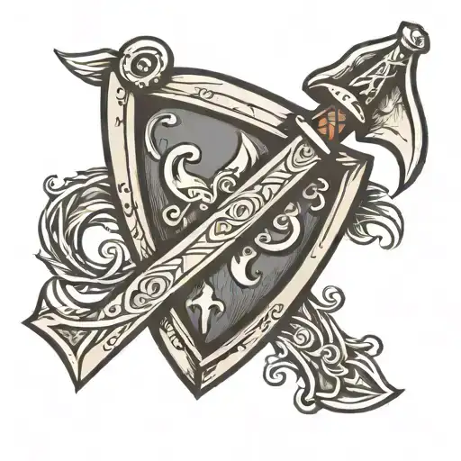 Nordic Crossed Ax With Sheild Love Loyalty