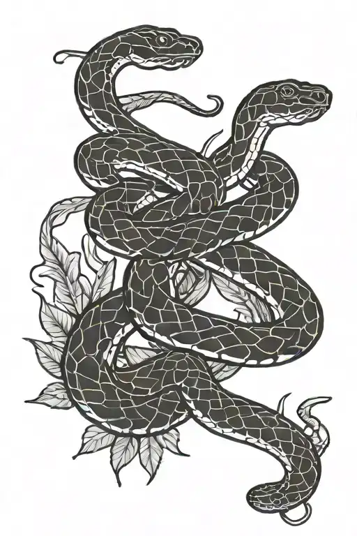 Snake Slithering Outline Tattoo Black And White