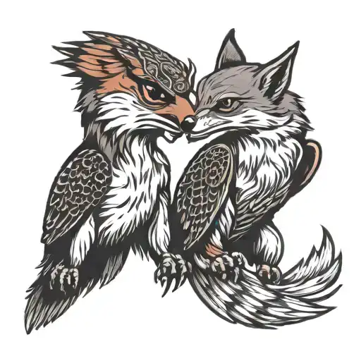 Falcon Fighting Fox