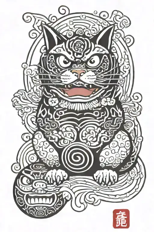 Japan Dragon Daruma Doll Cat