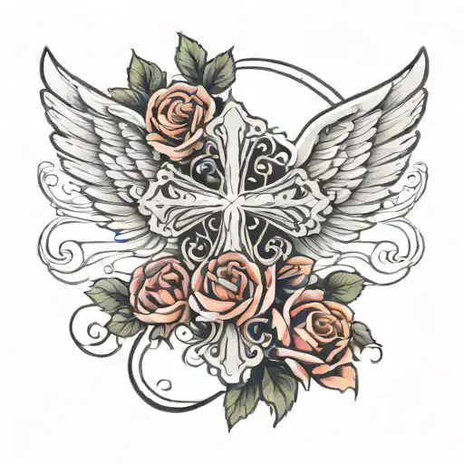 Angel Rose Cross Wings