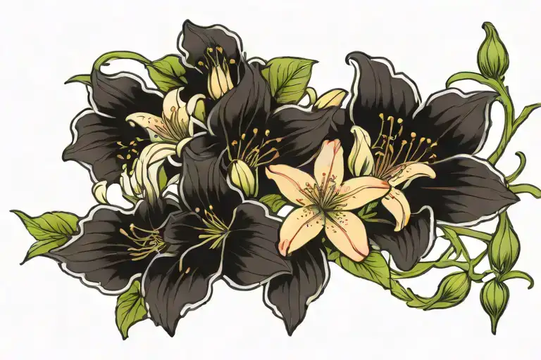 Lilly Flowers And Hawthorn Flowers With A Space For Words In The Midd