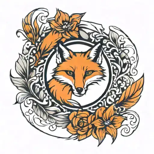 A Circle Of Fox Tails With A Fox In The Center