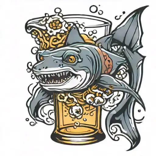 Hammer Head Shark In A Beer Glass