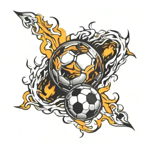 Soccer Ball Tattoos With Colored Fire