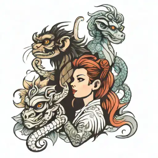 Girl Monkey And Boy Dragon Wrapped