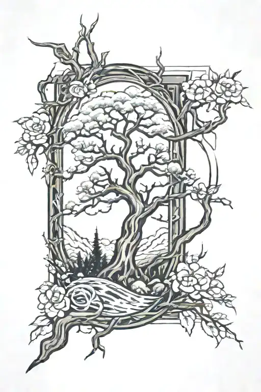 Arm Sleeve Black Of Lightning And Tree And Dear