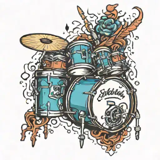 Musical Drums Mixed With A Full Color Borderless Heart