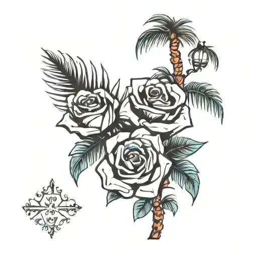 Roses Palm Tree Growing